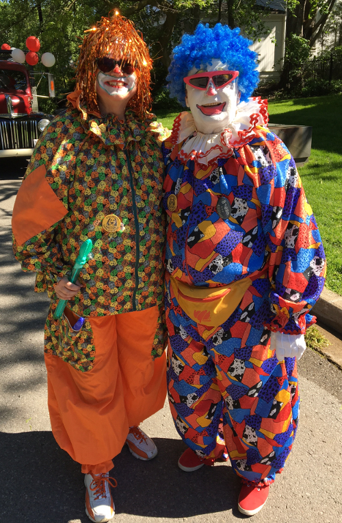 2017 Unionville Festival Parade, Sat June 03 2017. Scarborough Corp of Clowns Jill and Bobbo.
