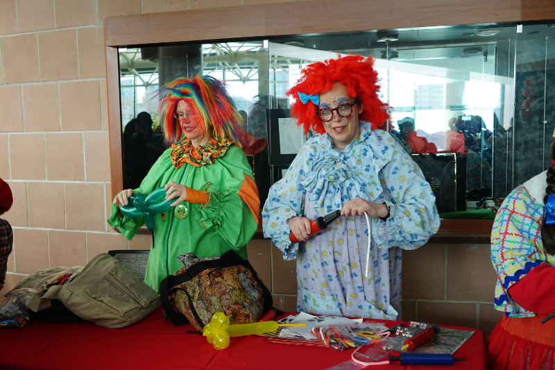 2019 Chinese New Year, Markham Civic Center, Feb 10, 2019, sponsored by the Federation of Chinese Canadians in Markham. Scarborough Corp of Clowns, Jill and Junebug. Wild hair! Photo: FCCM