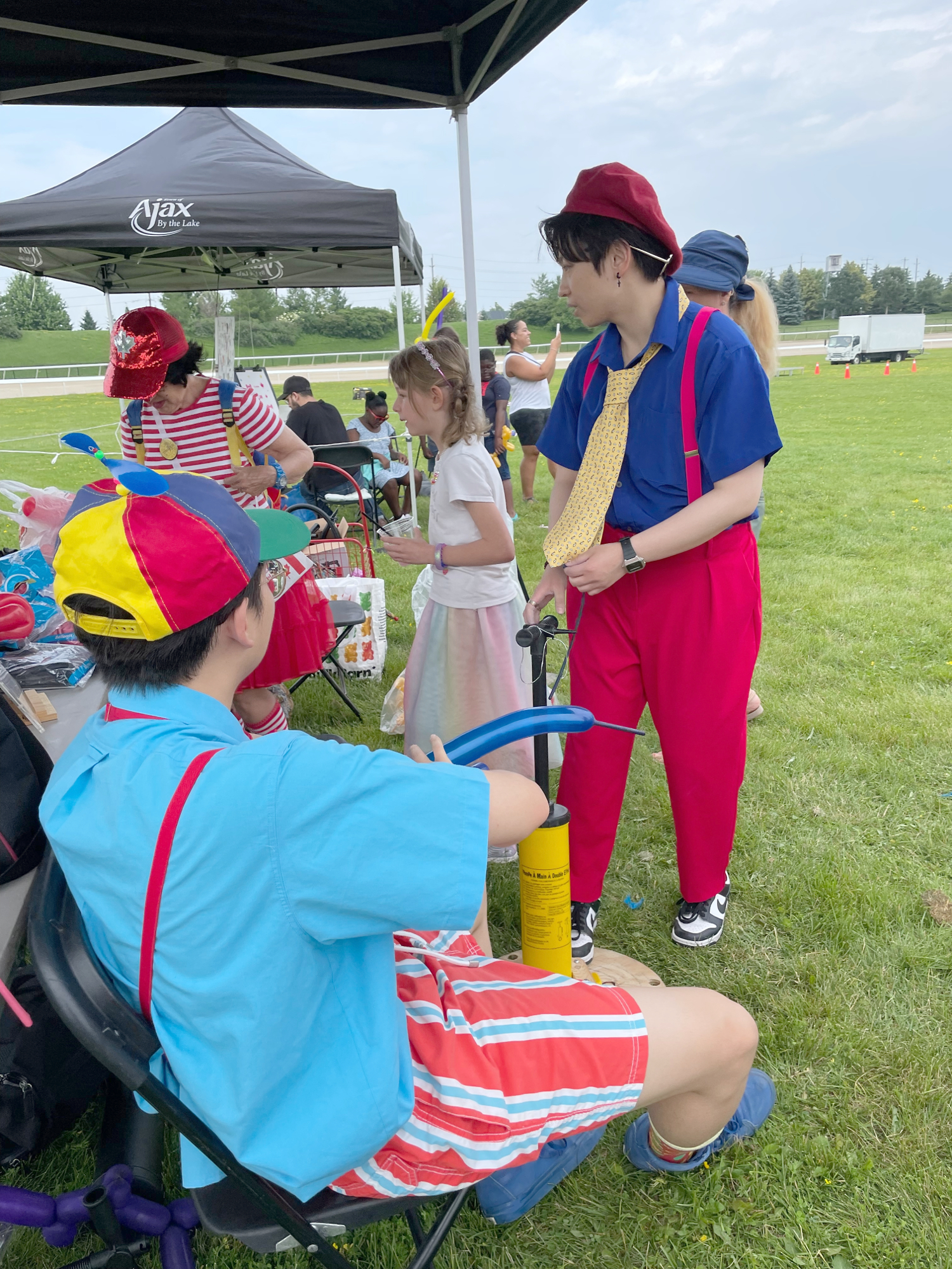 Scarborough Corp of Clowns, 2023 Ajax-Pickering Canada Day Jul 01, M2, Tripper, kid, Jay